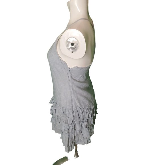 Island Company Paler Blue Boho Linen Mini Dress Ruffled Racerback Sundress Sz XS - Picture 5 of 7